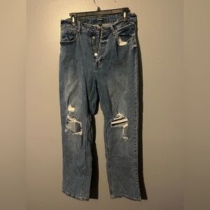 Wild fable super high rise straight ripped mid-dark wash jeans size 10